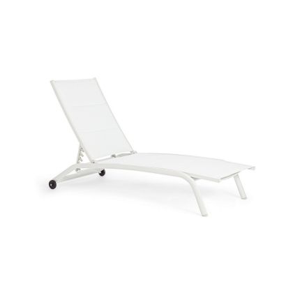 Tumbona Reclinable Con Ruedas Cleopas Estilo Moderno Aluminio Blanco, 61 Cm