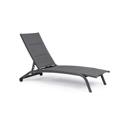 Tumbona Reclinable Con Ruedas Exterior Cleopas Estilo Moderno Aluminio Gris Antracita, 61 Cm