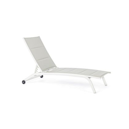 Tumbona Con Ruedas Exterior Cleopas Estilo Moderno Aluminio Blanco, 61 Cm