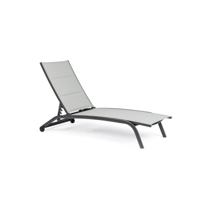 Tumbona Reclinable Con Ruedas  Cleopas Estilo Moderno Aluminio Gris Antracita, 61 Cm