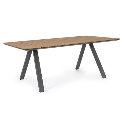 Mesa Jardín Elías Estilo Moderno Aluminio Negro Polywood, 200 Cm 