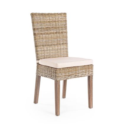 Silla con Cojín Kubu Madera Caoba, 46 Cm