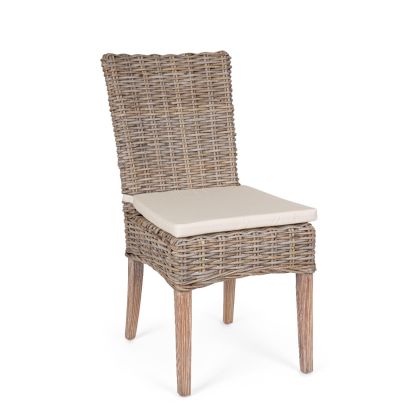 Silla con Cojín Kubu Madera Caoba Natural, 46 Cm