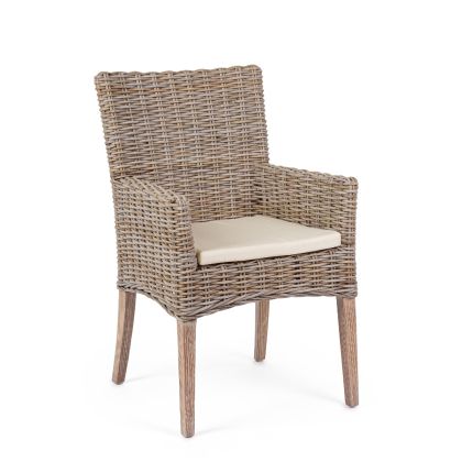 Silla con Cojín Kubu Madera Caoba Natural, 50 Cm