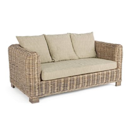 Sofá 2 Plazas Fortaleza Estilo Tropical Ratán Madera Mango, 162 Cm