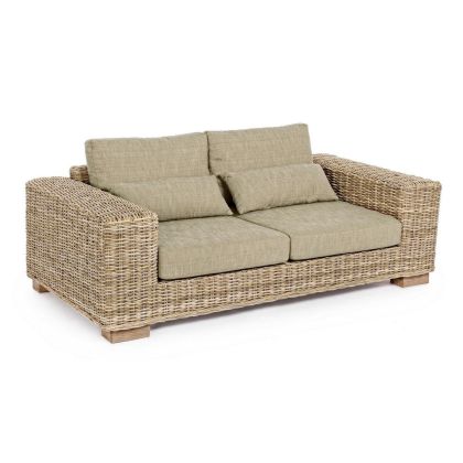 Sofá Leandro 2- 3 Plazas con Cojines Ratán Estilo Tropical, 190 Cm