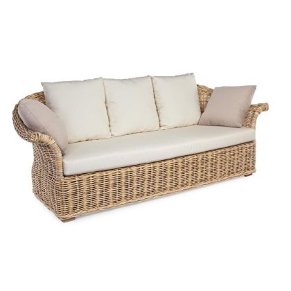 Sofá Jardín Pamplona Estilo Tropical Ratán Trenzado Madera Mango, 202 Cm