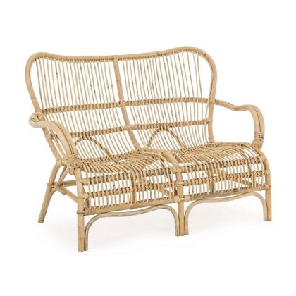 Sofá 2 Plazas Exterior Clarita Estilo Tropical Ratán Trenzado, 119 Cm