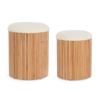 J/2 Pufs Contenedores Neda Tejido Madera, Ø 36 Cm