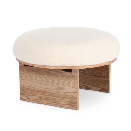 Puf Annuska Tejido Bouclé Madera, Ø61 Cm