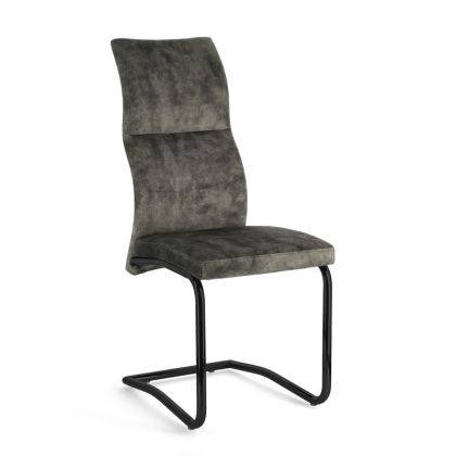 Silla Thelma Estilo Moderno Tejido Terciopelo Verde Acero, 43'5 Cm