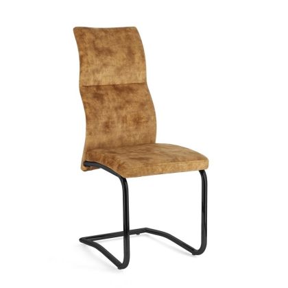 Silla Thelma Estilo Moderno Terciopelo Amarillo Acero, 43'5 Cm