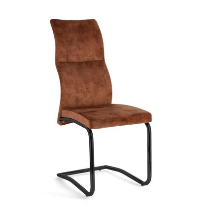 Silla Thelma Estilo Moderno Tejido Terciopelo Marrón Acero, 43'5 Cm