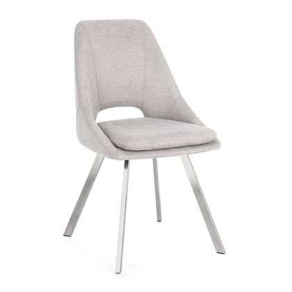 Silla Moderna Kashar Tejido Gris Claro Acero Plateado, 45 Cm