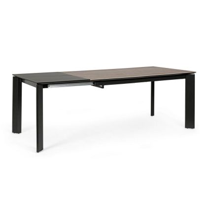 Mesa Extensible Comedor Briva Estilo Moderno Gris Negro, 160/220 Cm