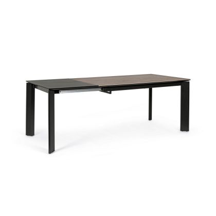 Mesa Comedor Extensible Briva Estilo Moderno Gris Negro, 140/200 Cm
