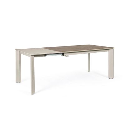 Mesa Extensible Comedor Briva Estilo Moderno Porcelánico Color Visón Acero Gris, 140/200 Cm