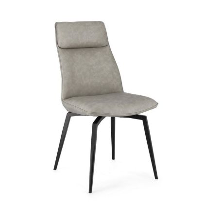 Silla Lawrence Estilo Moderno Tejido Símil Piel Gris Acero Negro, 48 Cm
