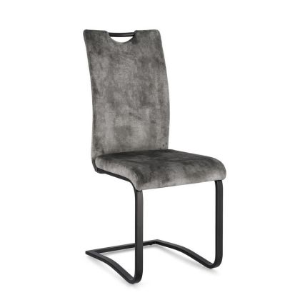 Silla Kenneth Estilo Moderno Tejido Gris Efecto Terciopelo Acero, 42 Cm