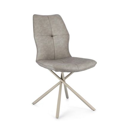 Silla Kepler Estilo Moderno Símil Piel Beige Acero, 50 Cm