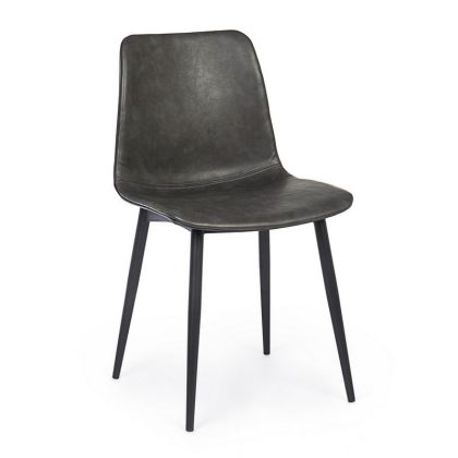 Silla Kyra Estilo Industrial Acero Barnizado Polipropileno Gris Antracita, 44 Cm