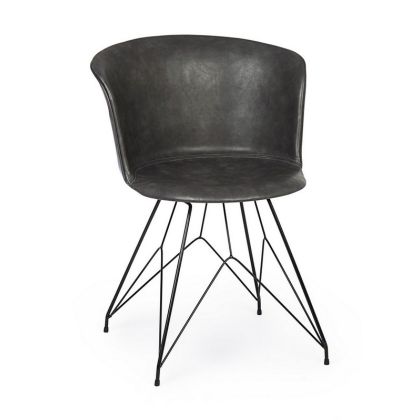 Silla Loft Estilo Industrial Gris Antracita Acero Barnizado Polipropileno, 56 Cm