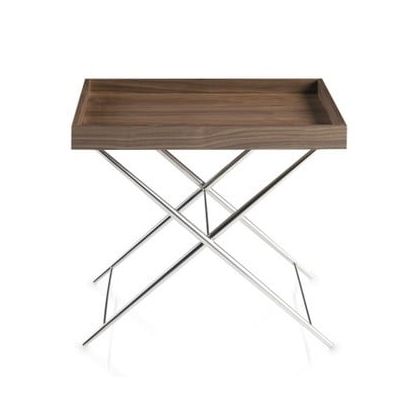 Mesa auxiliar De Rincón Bandeja Madera Acero, 61 Cm