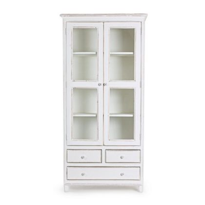 Vitrina Rústica Colette Estilo Vintage Blanco, 90 Cm