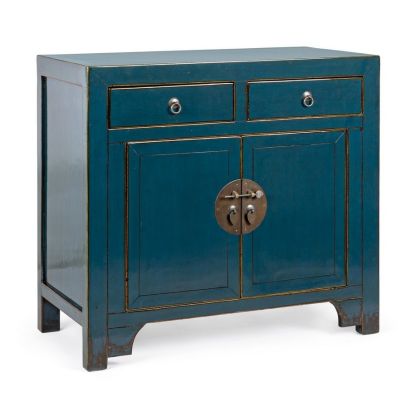 Aparador Jinan Azul Madera Maciza Olmo Reciclado, 91 Cm