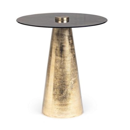 Mesa Auxiliar Dinpal Estilo Art Decó Acabado Dorado, Ø45 Cm 