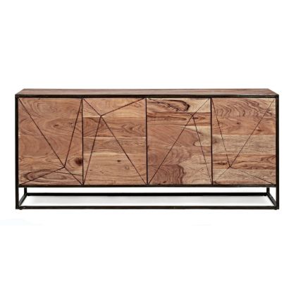 Aparador Egon Diseño Actual Estilo Moderno Madera Acacia Acero, 175 Cm