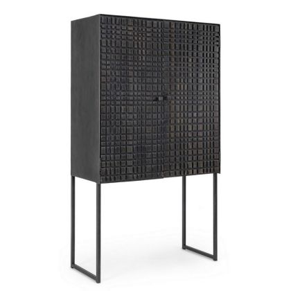 Armario 2 Puertas Dorset Estilo Oriental Madera Mango Acero, 90 Cm