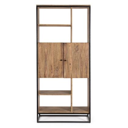 Estantería Nartan Estilo Industrial Madera Sheesham Acero Barnizado, 88 Cm