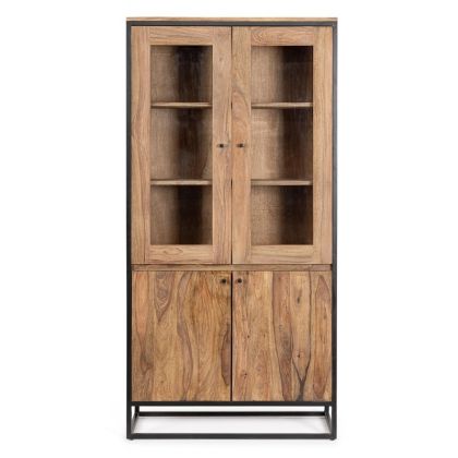 Vitrina Nartan Estilo Industrial e Inspiración Vintage Madera Sheesham Acero Barnizado, 88 Cm