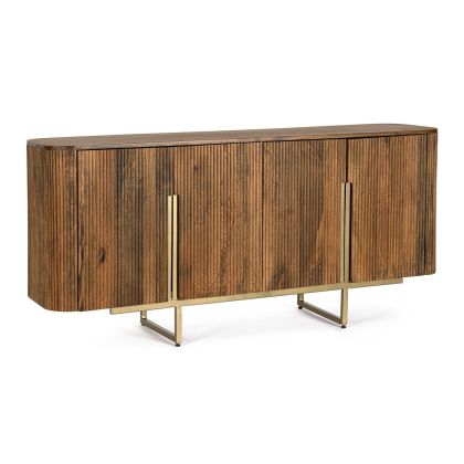 Aparador Vilas Estilo Art Decó Madera Mango Acero Natural Oro, 160 Cm