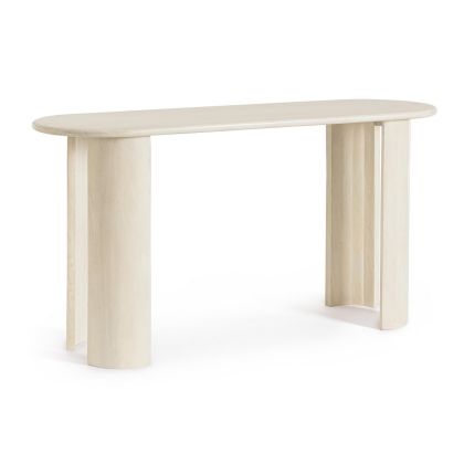 Consola Ovalada Orlando Estilo Nórdico Madera Mango Natural, 147 Cm