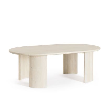 Mesa Centro Ovalada Estilo Nórdico Madera Mango Natural, 135 Cm