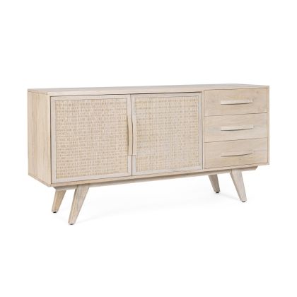 Aparador Sahana Estilo Étnico Frente Puertas Ratán Madera Mango, 155 Cm