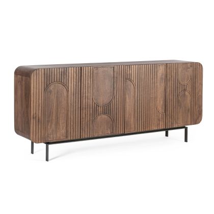 Aparador 4 Puertas Relieve Madera Mango, 180 Cm