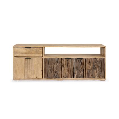 Mueble TV 3 Puertas 1 Cajón Madera Mango, 145 Cm