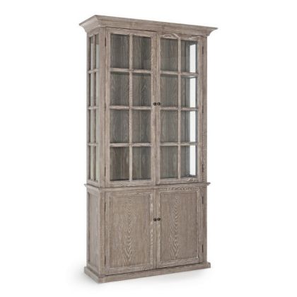 Vitrina Rústica 4 Puertas Columbia Estilo Vintage Madera Fresno Natural, 124 Cm