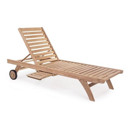 Tumbona con Ruedas Exterior Maryland Estilo Nórdico Madera Teca, 65 Cm