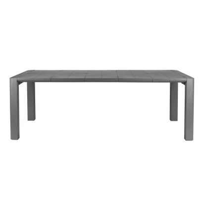 Mesa de comedor jardín moderno en acero gris.
