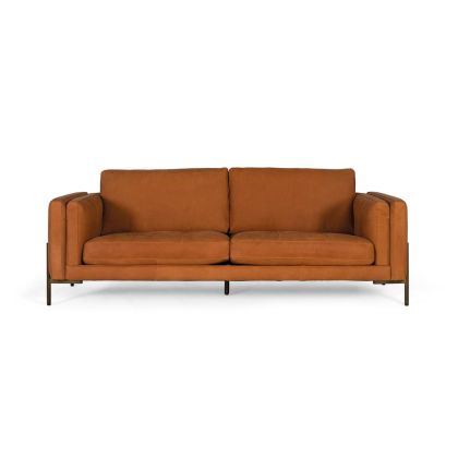 Sofá moderno marrón tonos naranja 3 plazas