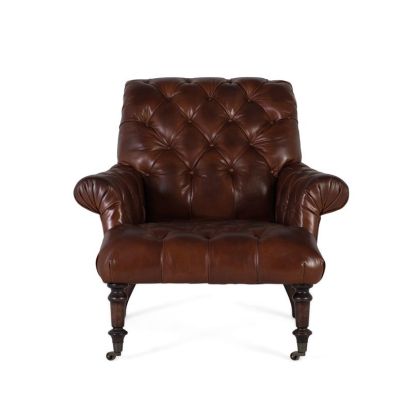 Sillón capitoné piel marrón