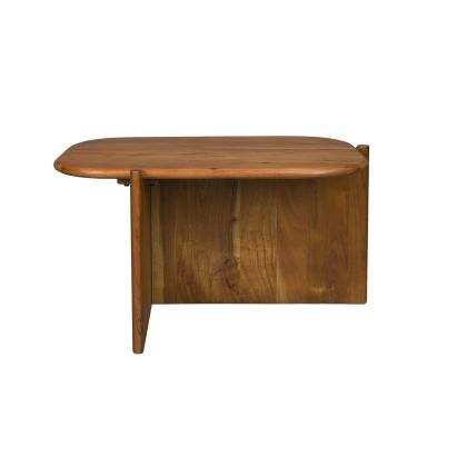 Mesa auxiliar mid-century en madera de acacia marrón.