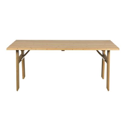 Mesa comedor de jardín nórdica en madera de pino natural.