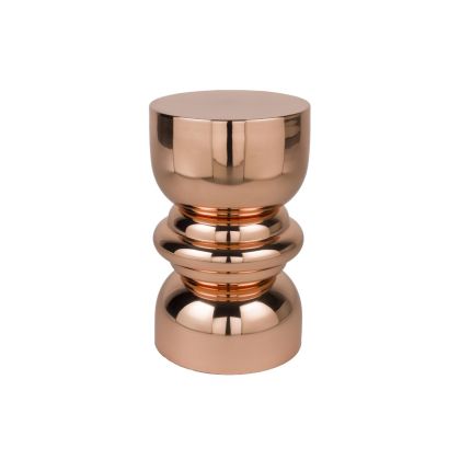 Mesa auxiliar art decó en hierro y metal tono bronce brillante.