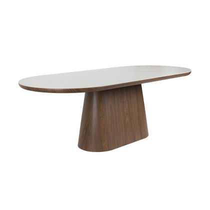 Walnut Porcelain Oval Dining Table - 180 x 90 x 77 Cm
