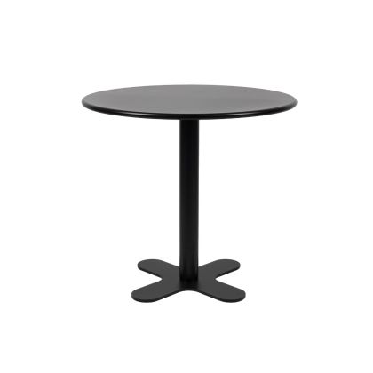 Mesa de exterior industrial moderna en metal negro.